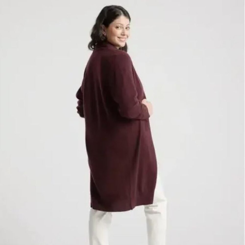 .. Quince Mongolian Cashmere Duster, Burgundy (S) - Picture 6 of 12